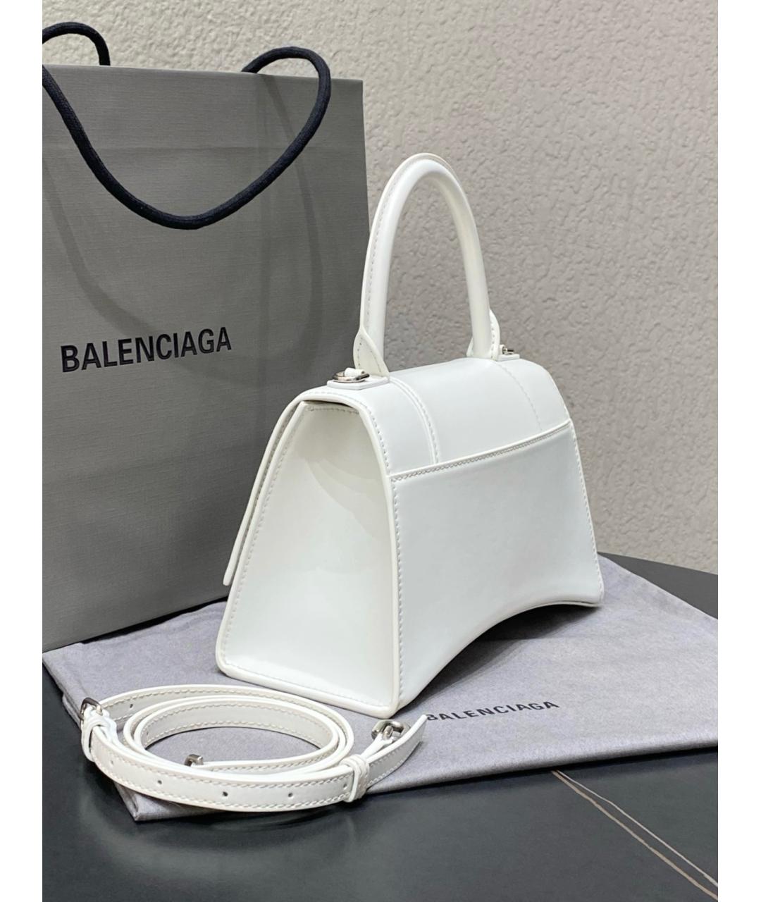 BALENCIAGA Белая кожаная сумка с короткими ручками, фото 5