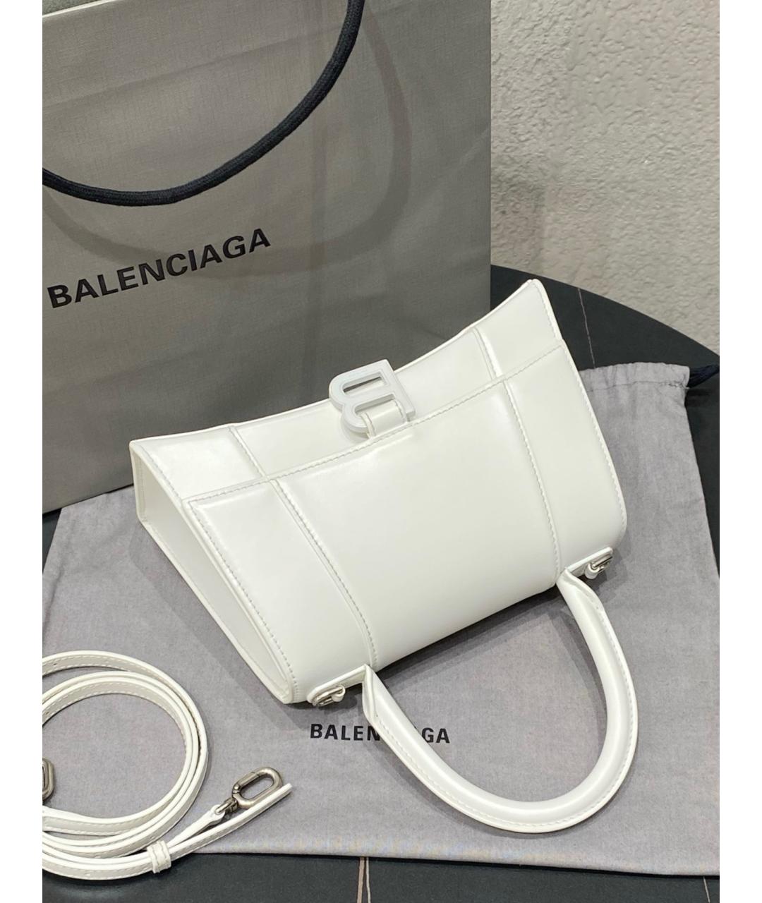 BALENCIAGA Белая кожаная сумка с короткими ручками, фото 8