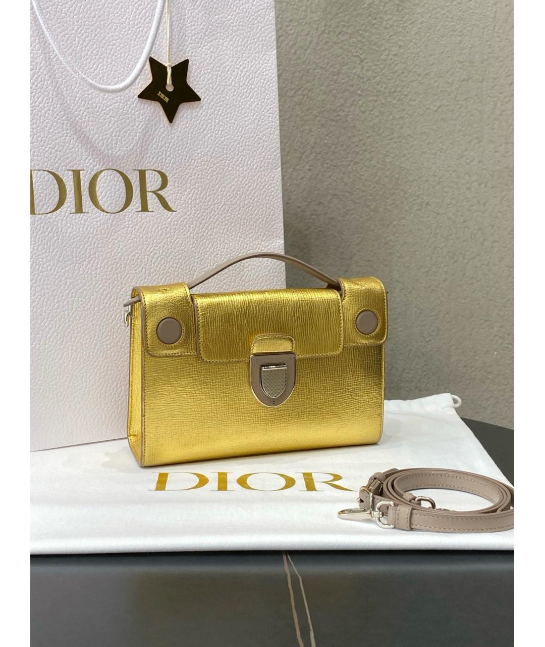 CHRISTIAN DIOR Золотая сумка с короткими ручками, фото 3