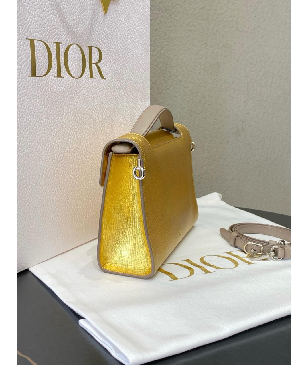 CHRISTIAN DIOR Золотая сумка с короткими ручками, фото 5