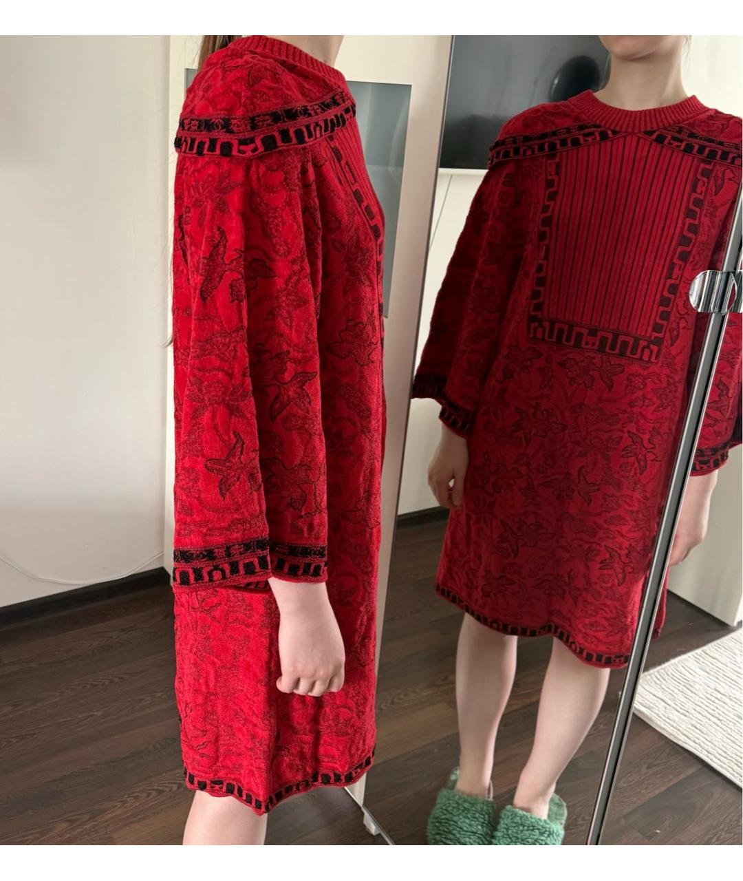 CHANEL Красное вискозное платье, фото 5