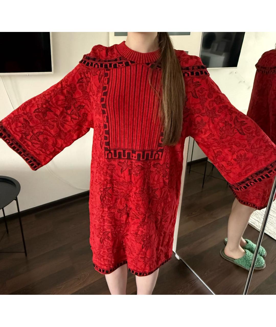 CHANEL Красное вискозное платье, фото 6