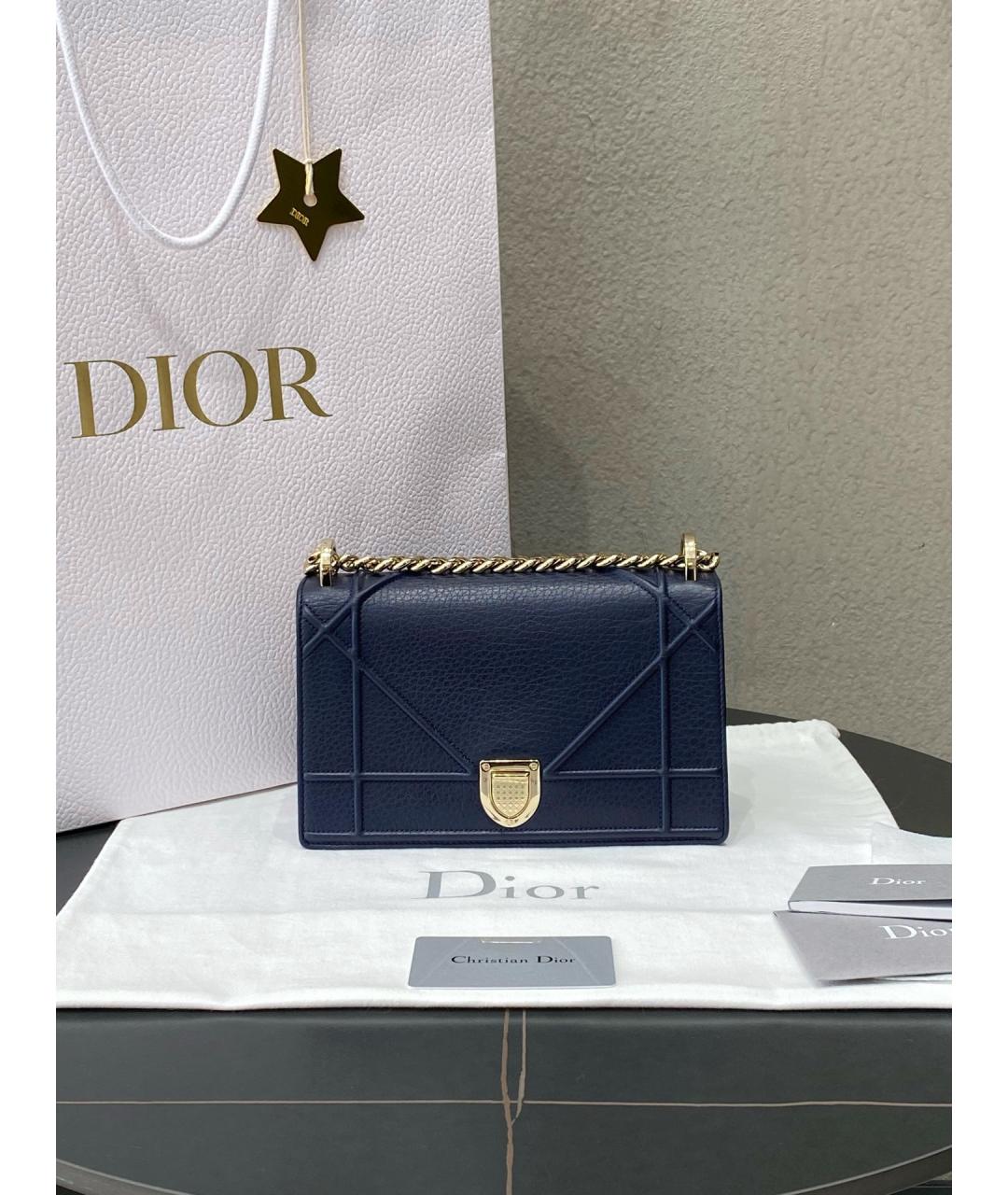CHRISTIAN DIOR Синяя кожаная сумка через плечо, фото 2