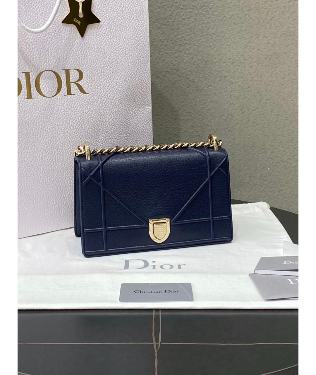 CHRISTIAN DIOR Синяя кожаная сумка через плечо, фото 4