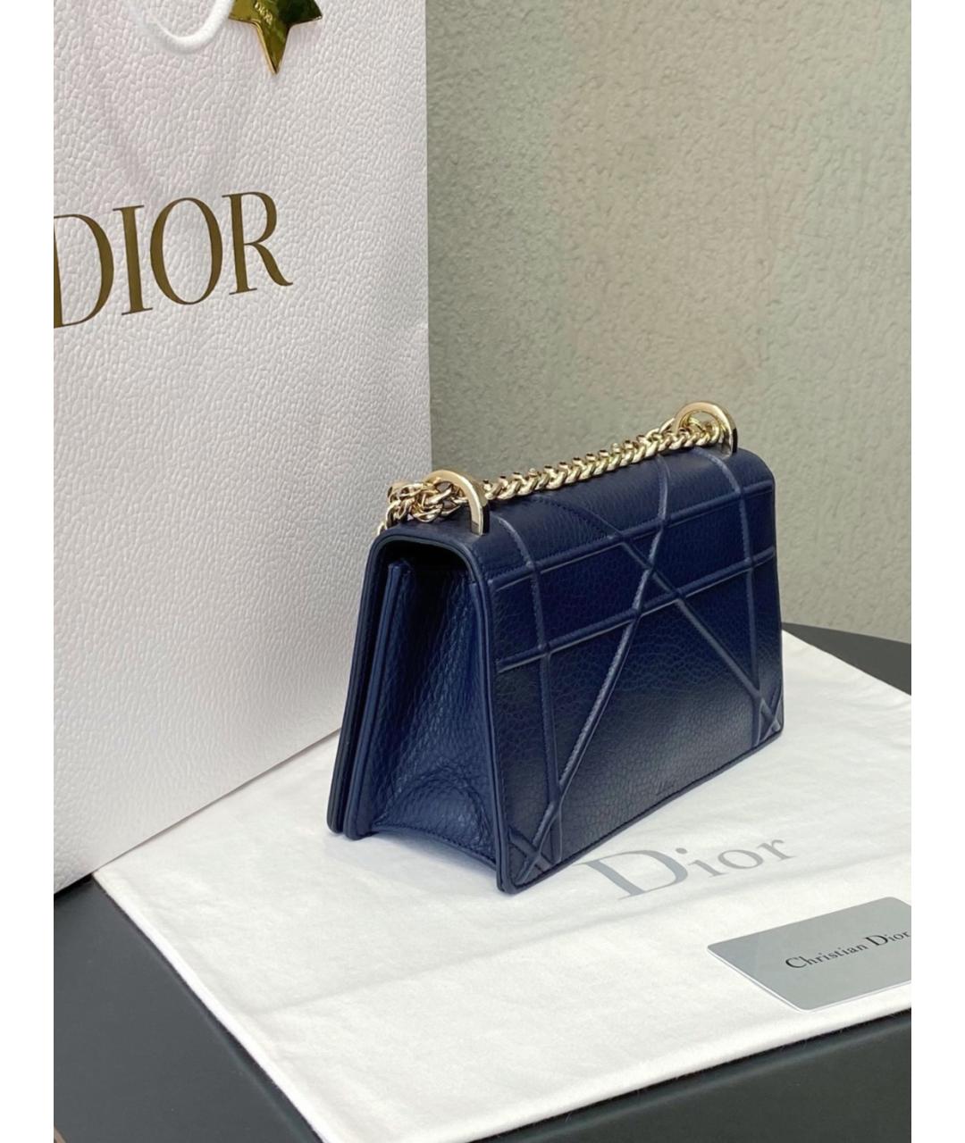 CHRISTIAN DIOR Синяя кожаная сумка через плечо, фото 6