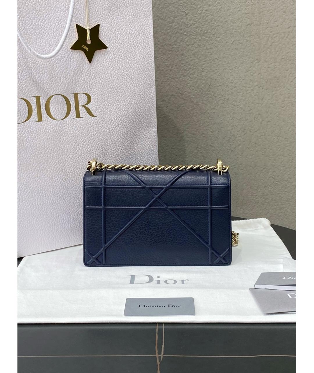 CHRISTIAN DIOR Синяя кожаная сумка через плечо, фото 3