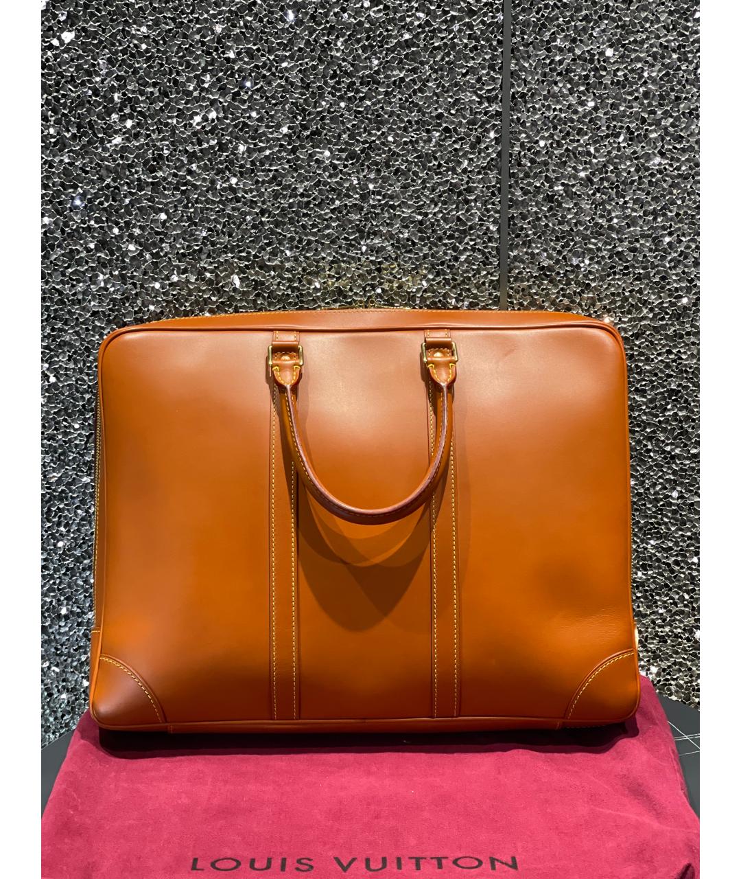 LOUIS VUITTON Коричневая кожаная сумка тоут, фото 7