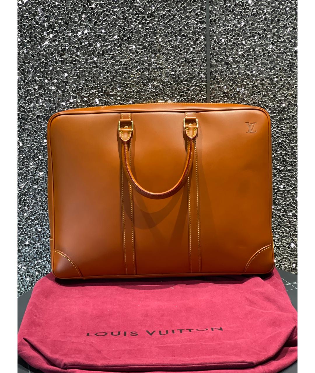 LOUIS VUITTON Коричневая кожаная сумка тоут, фото 6