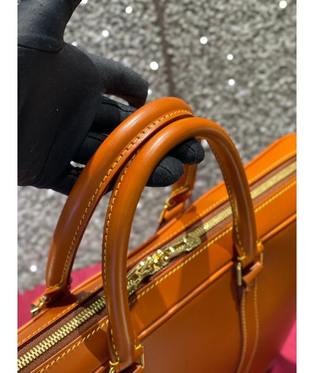 LOUIS VUITTON Коричневая кожаная сумка тоут, фото 9