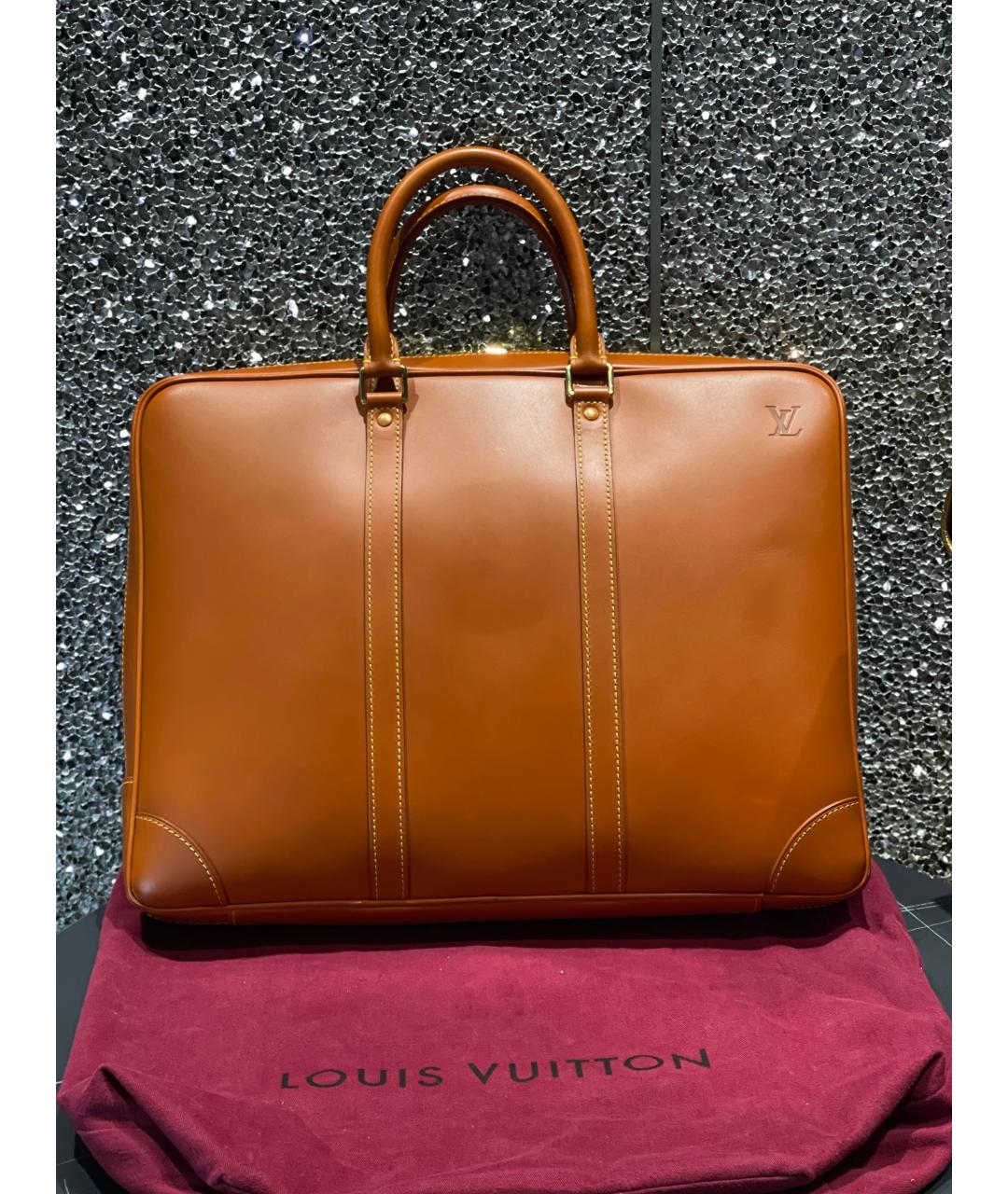 LOUIS VUITTON Коричневая кожаная сумка тоут, фото 10