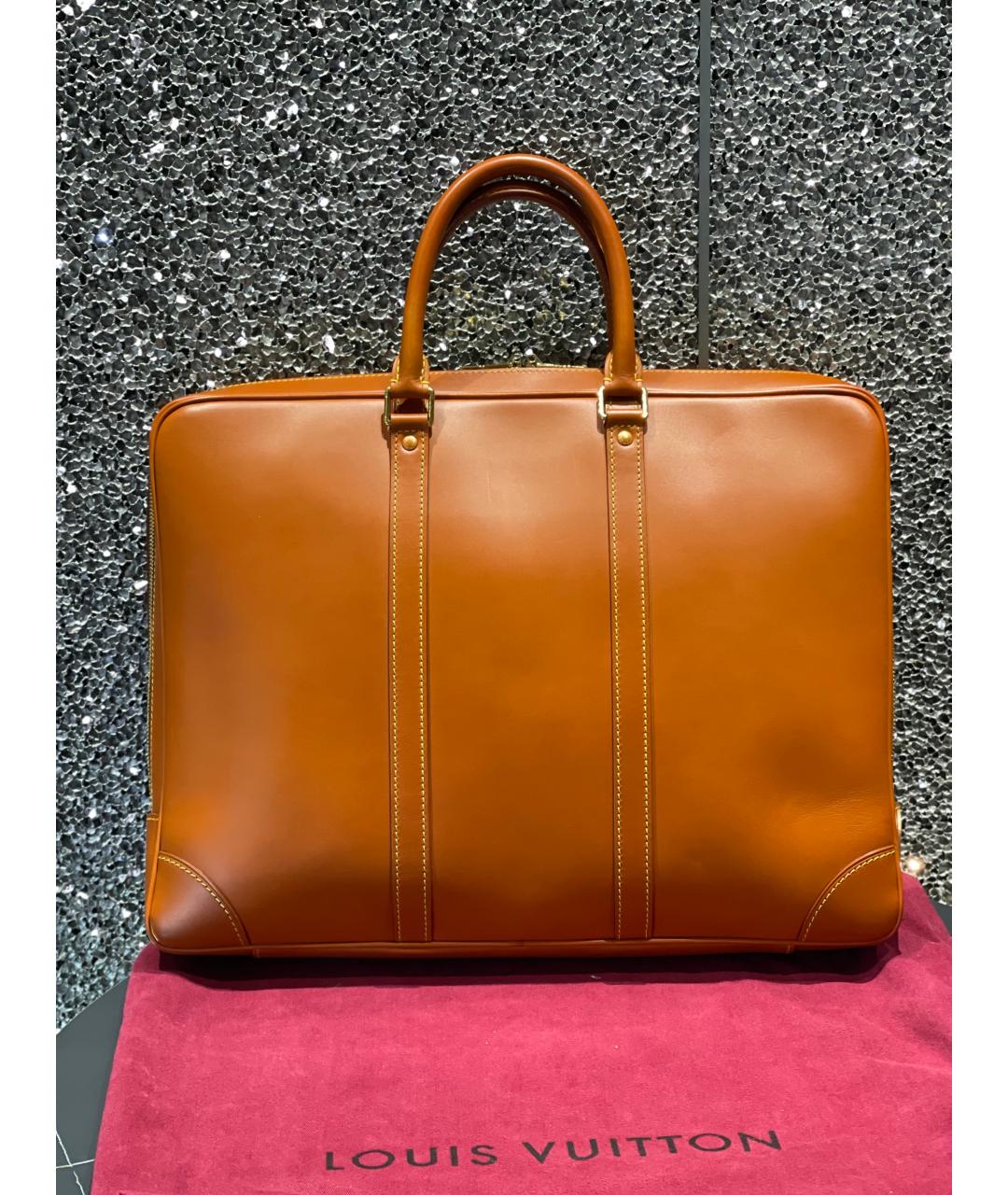 LOUIS VUITTON Коричневая кожаная сумка тоут, фото 8