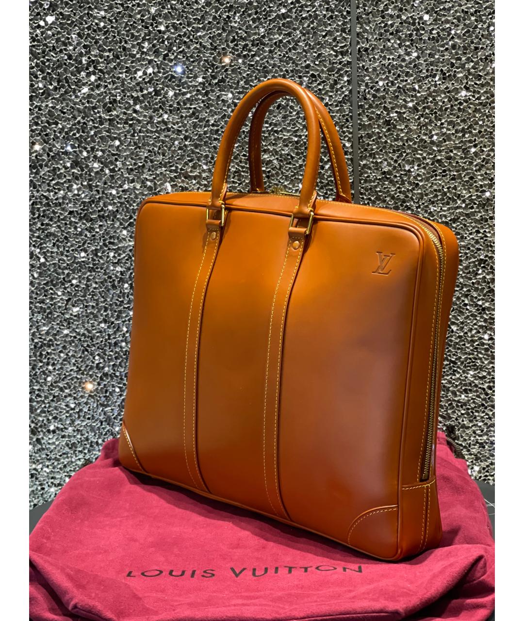 LOUIS VUITTON Коричневая кожаная сумка тоут, фото 3