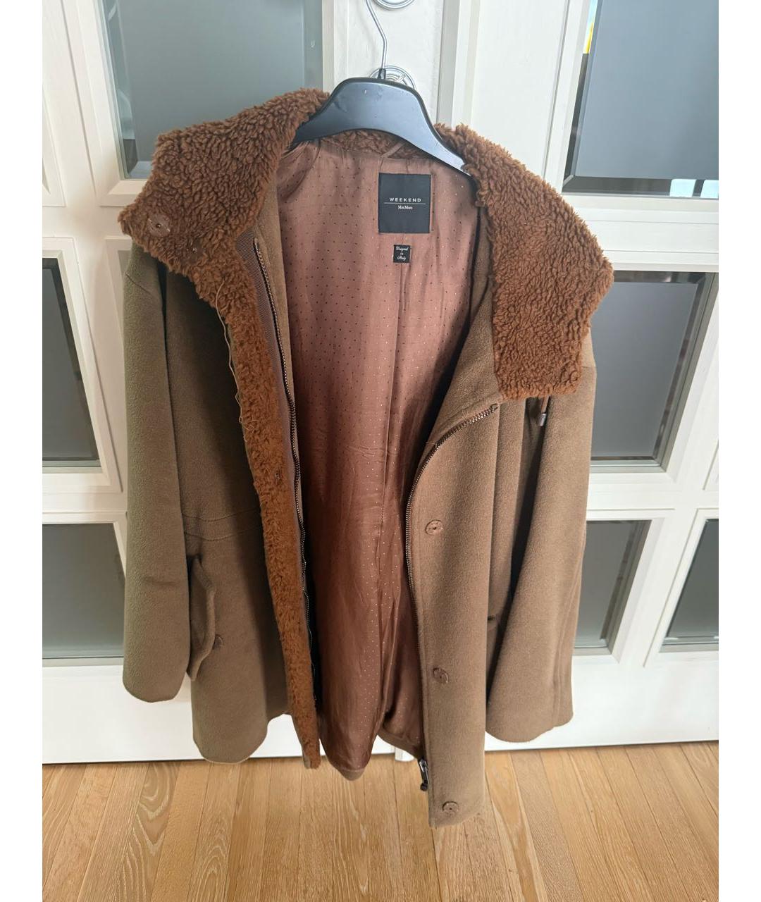 WEEKEND MAX MARA Коричневое шерстяное пальто, фото 2