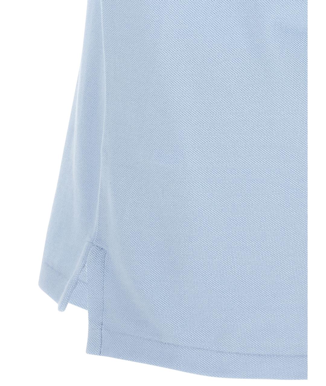 POLO RALPH LAUREN Голубое хлопковое поло с коротким рукавом, фото 4