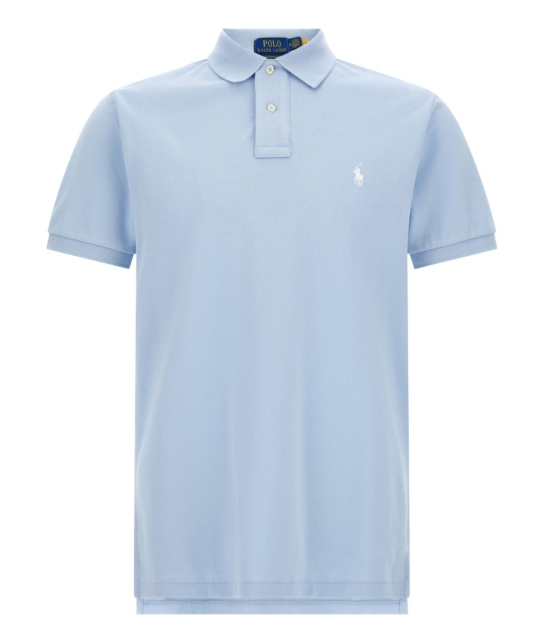 POLO RALPH LAUREN Голубое хлопковое поло с коротким рукавом, фото 1