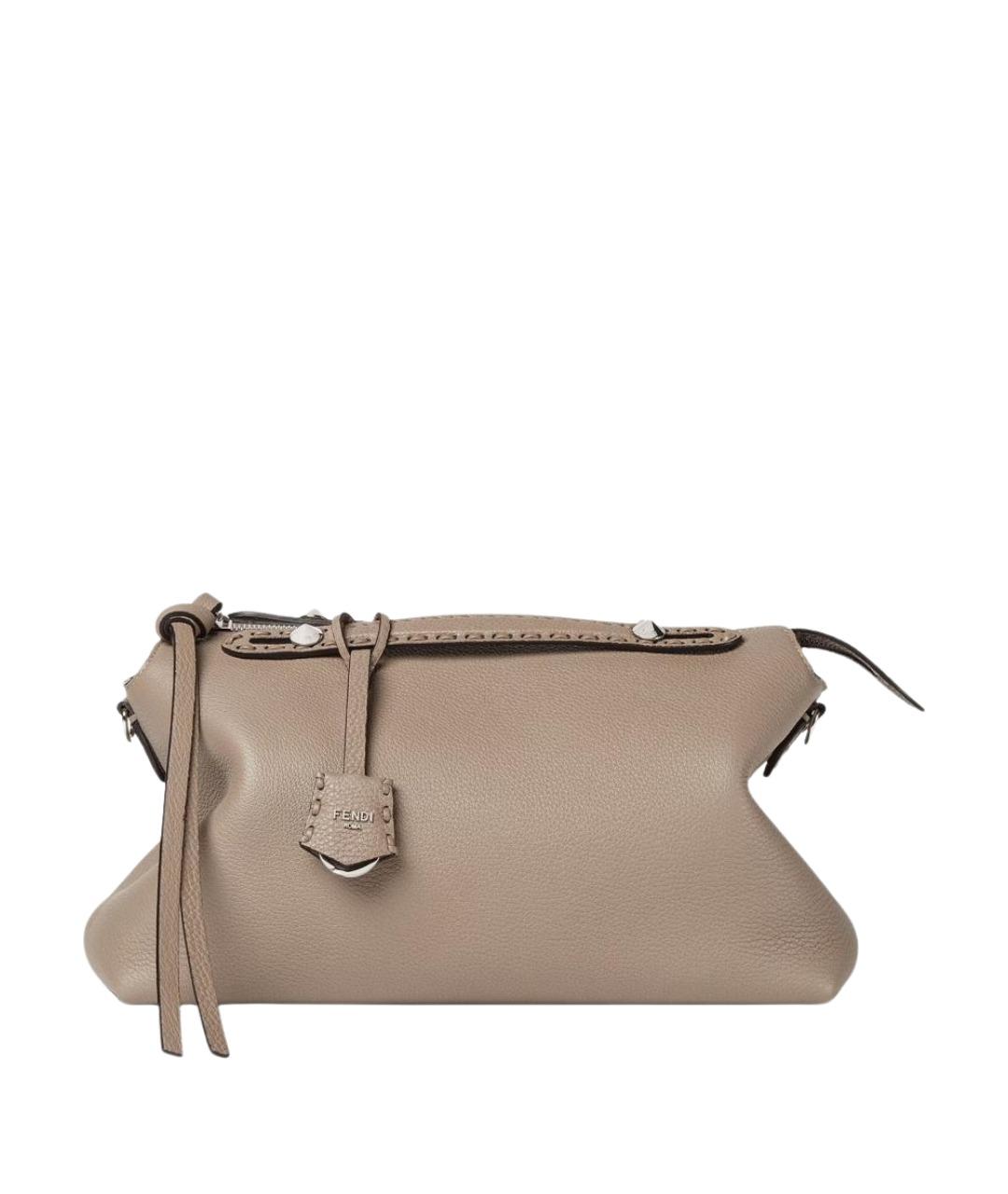 FENDI Бежевая кожаная сумка через плечо, фото 1