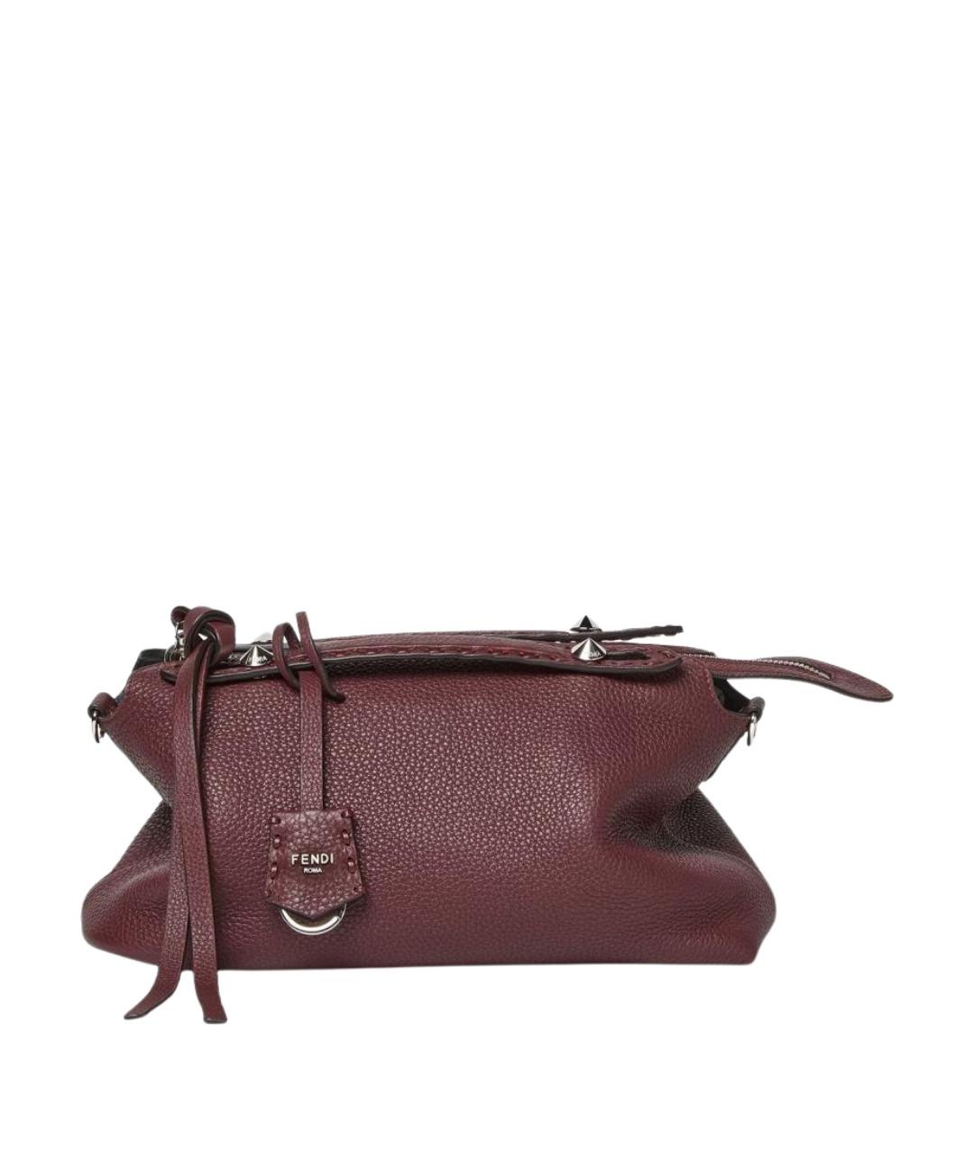 FENDI Бордовая кожаная сумка через плечо, фото 1