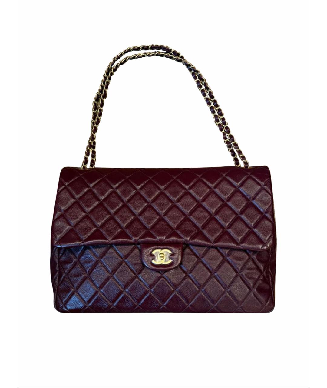 CHANEL Бордовая кожаная сумка через плечо, фото 1
