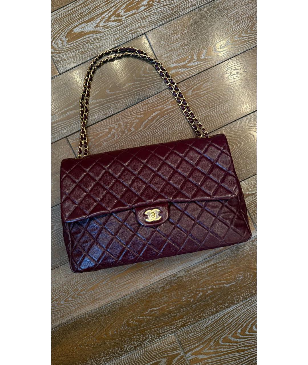 CHANEL Бордовая кожаная сумка через плечо, фото 3