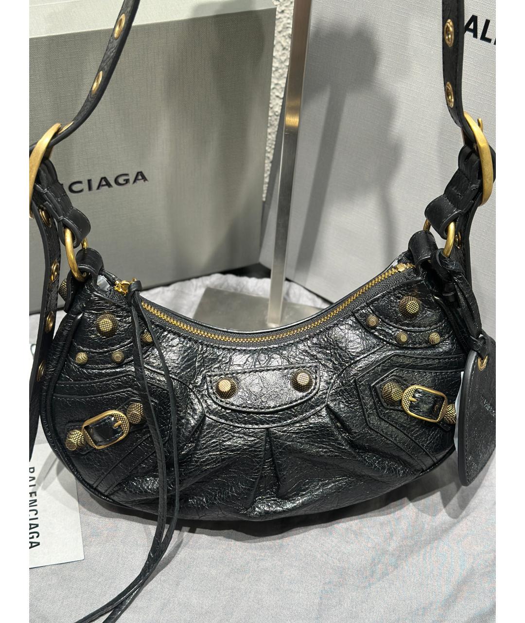 BALENCIAGA Черная кожаная сумка через плечо, фото 2