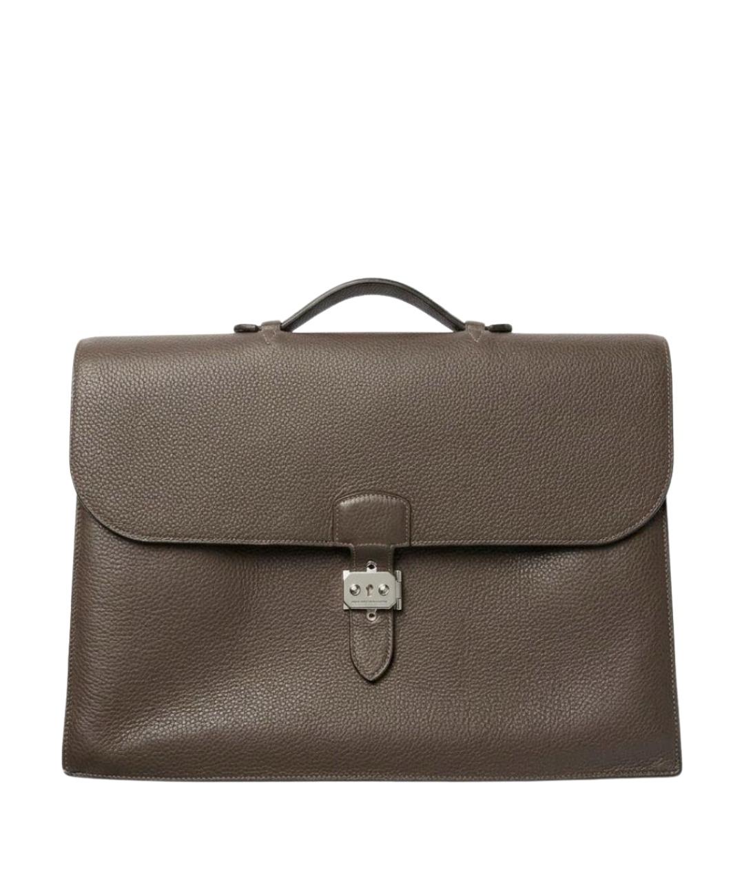 HERMES Коричневый кожаный портфель, фото 1