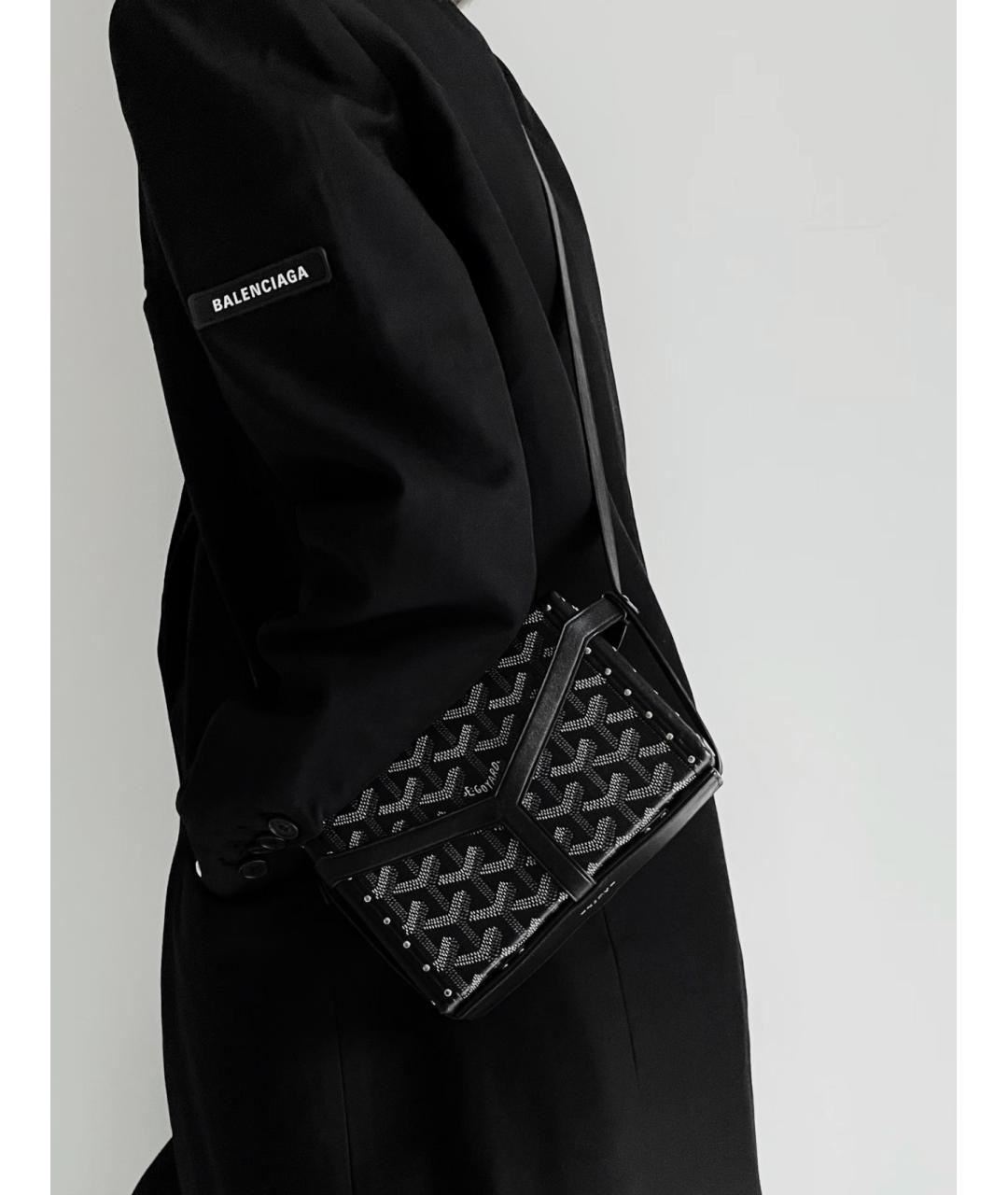 GOYARD Черная сумка через плечо из канвы, фото 8