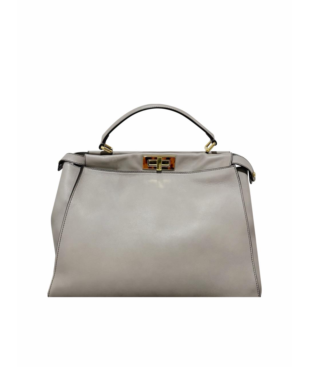FENDI Серая кожаная сумка тоут, фото 1