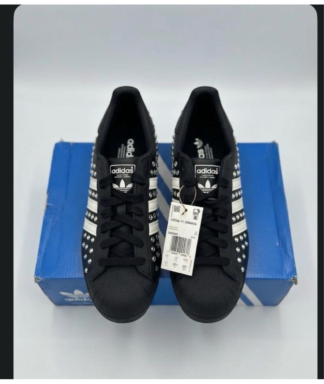 ADIDAS Черные кожаные кроссовки, фото 3