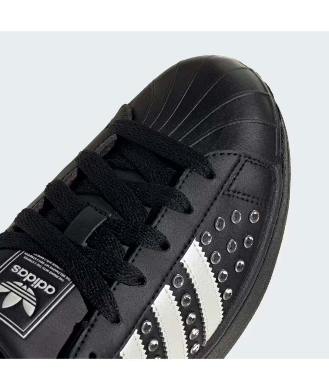 ADIDAS Черные кожаные кроссовки, фото 4