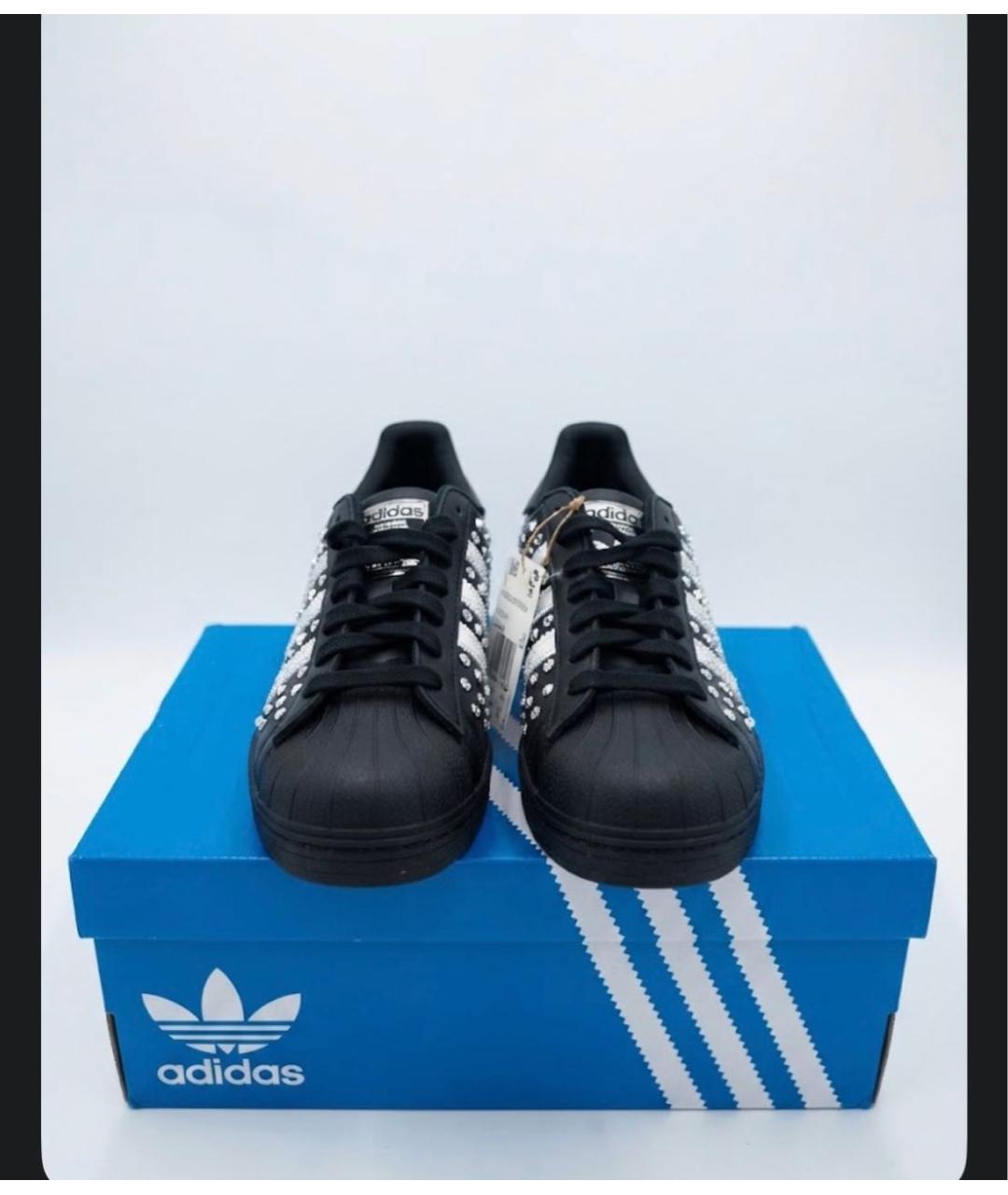 ADIDAS Черные кожаные кроссовки, фото 2