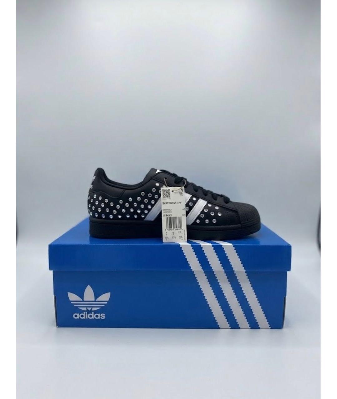 ADIDAS Черные кожаные кроссовки, фото 5