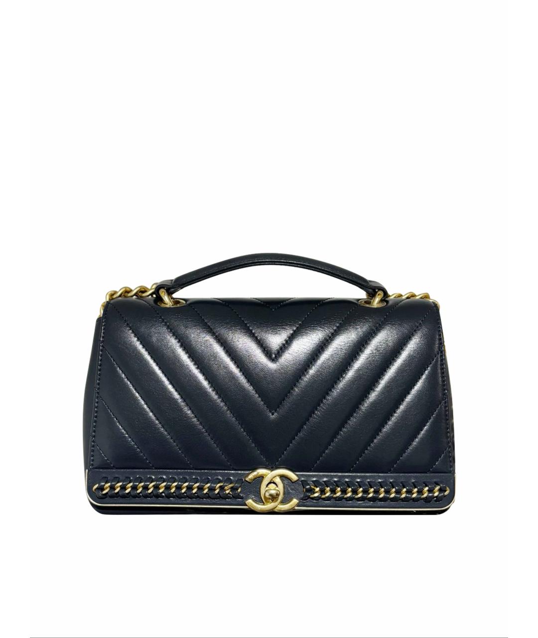 CHANEL Темно-синяя кожаная сумка через плечо, фото 1