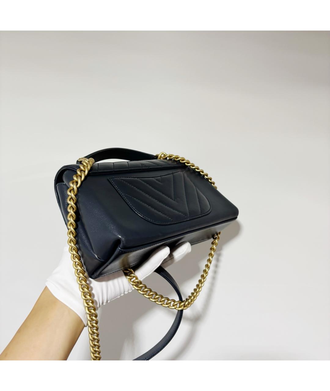 CHANEL Темно-синяя кожаная сумка через плечо, фото 4