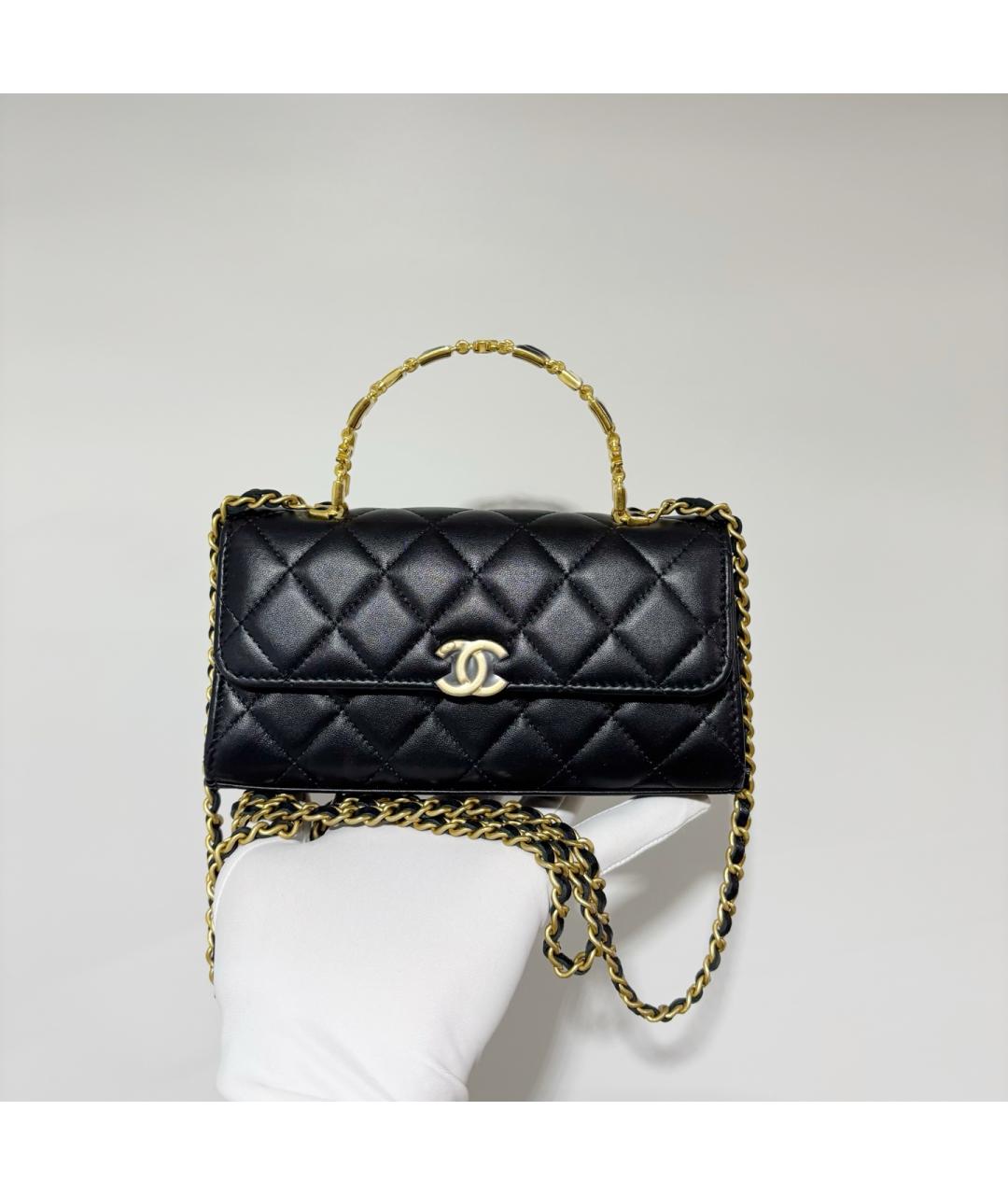 CHANEL Черная кожаная сумка через плечо, фото 10