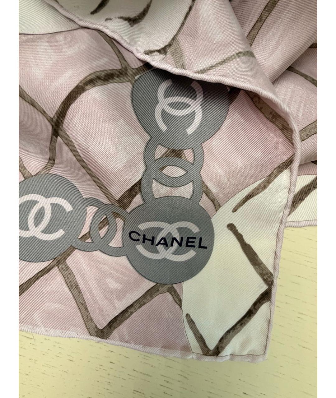 CHANEL Розовый шелковый платок, фото 5