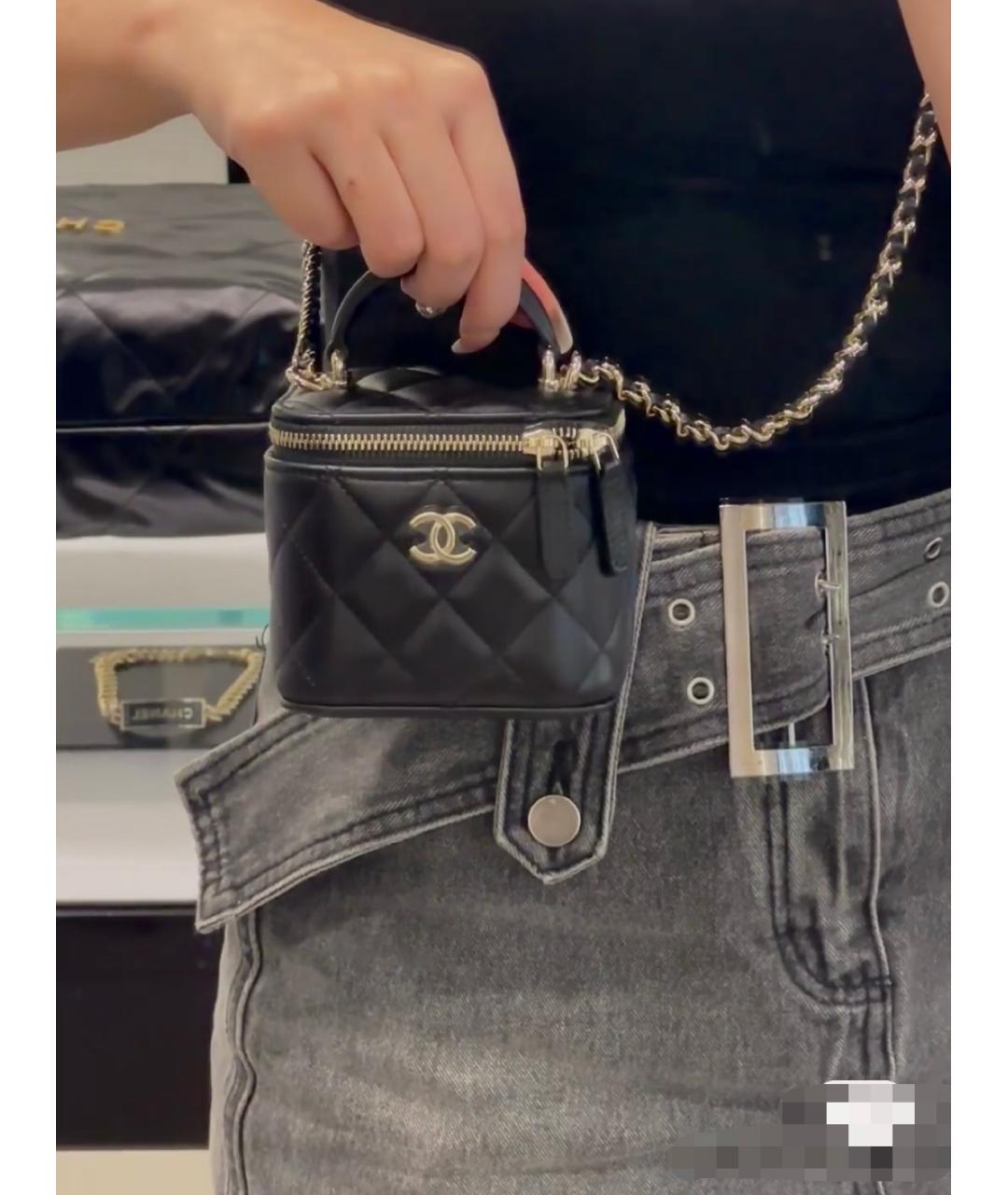 CHANEL Черная кожаная сумка через плечо, фото 6