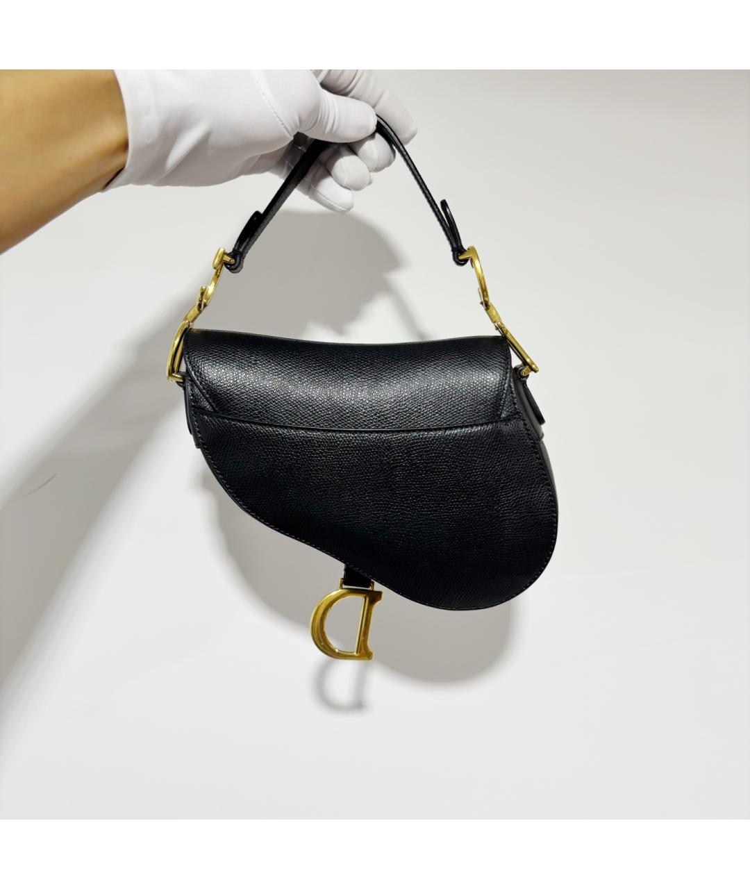 CHRISTIAN DIOR Черная кожаная сумка с короткими ручками, фото 3