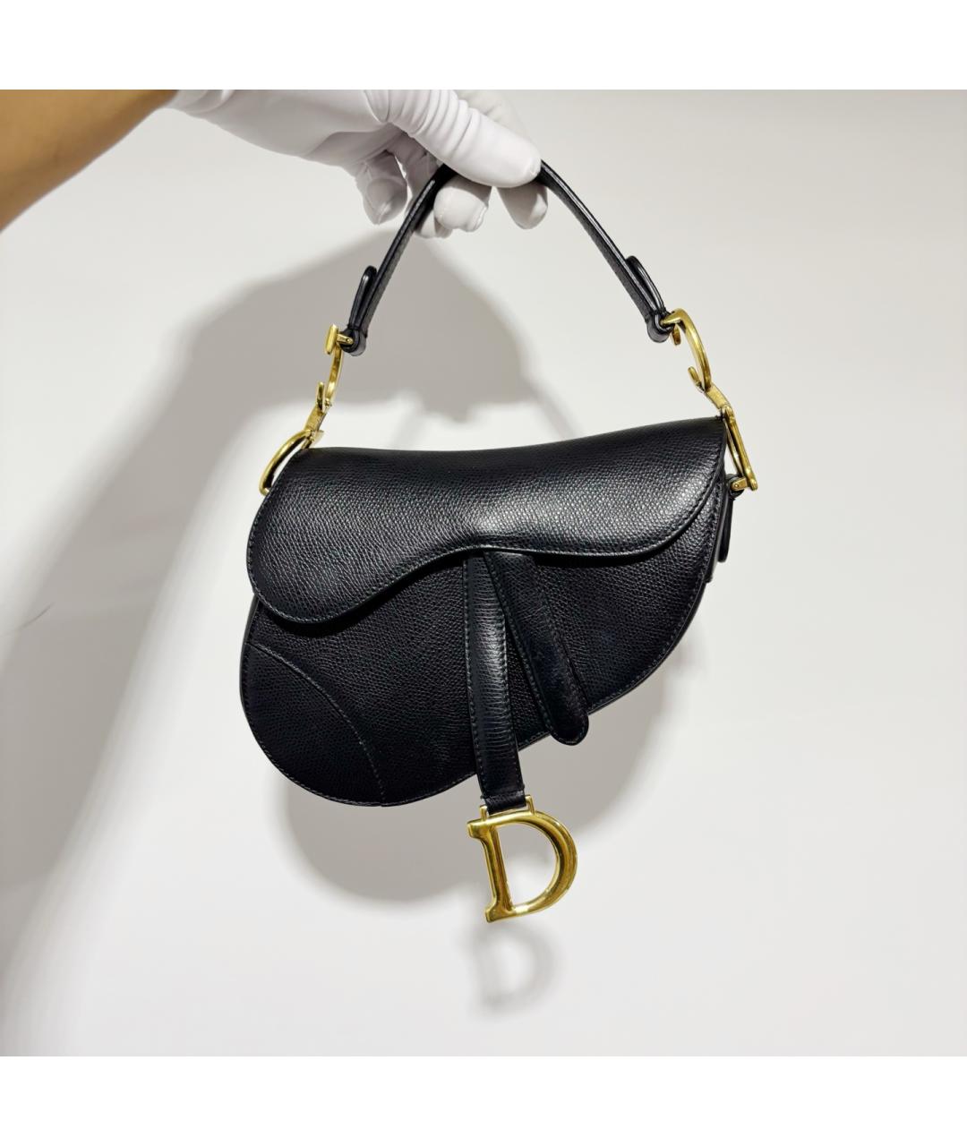 CHRISTIAN DIOR Черная кожаная сумка с короткими ручками, фото 10