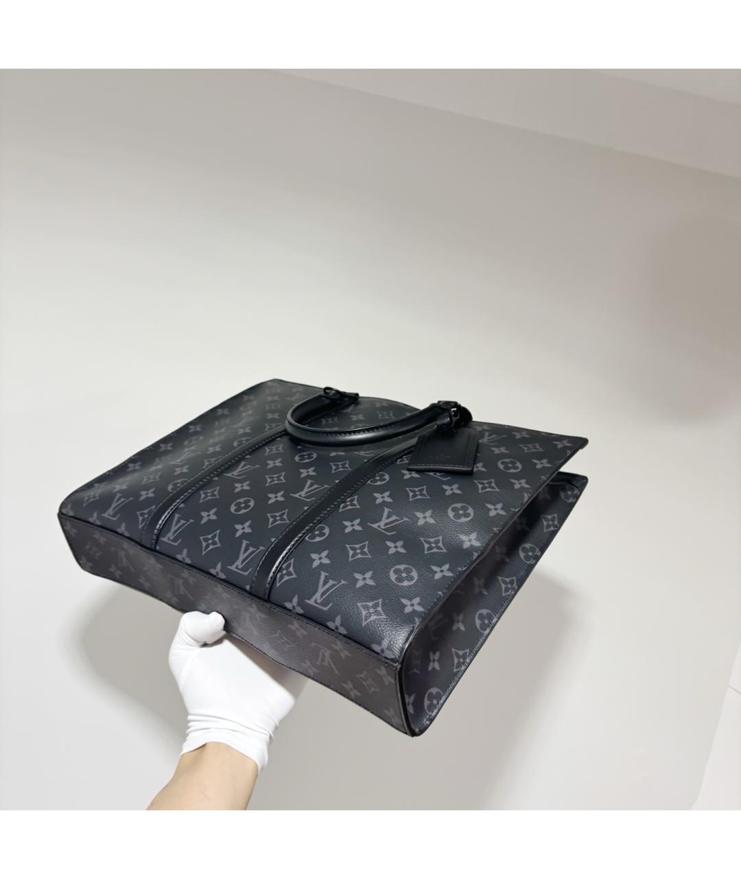 LOUIS VUITTON Черная сумка тоут из канвы, фото 3