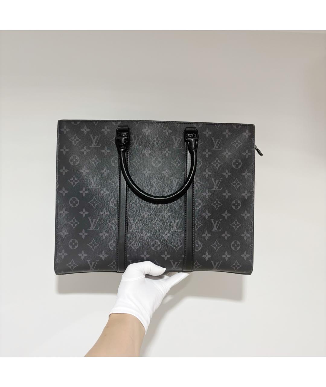 LOUIS VUITTON Черная сумка тоут из канвы, фото 2