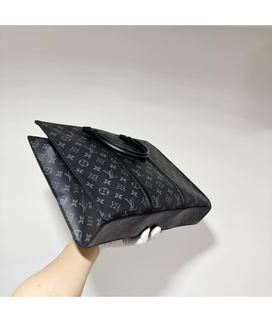 LOUIS VUITTON Черная сумка тоут из канвы, фото 4