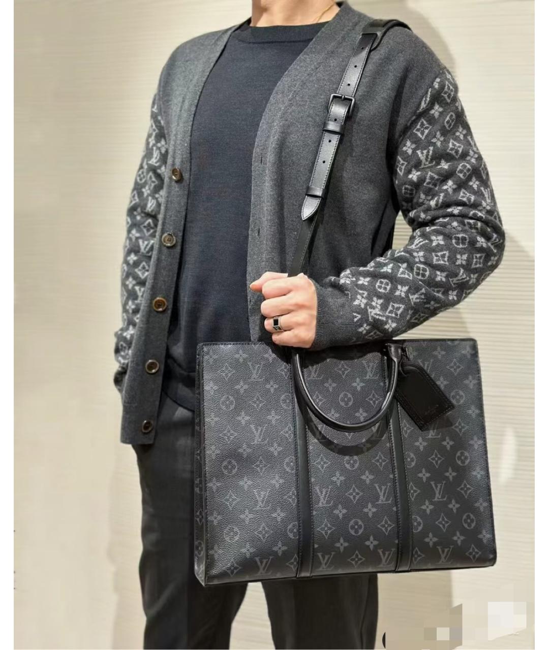 LOUIS VUITTON Черная сумка тоут из канвы, фото 9