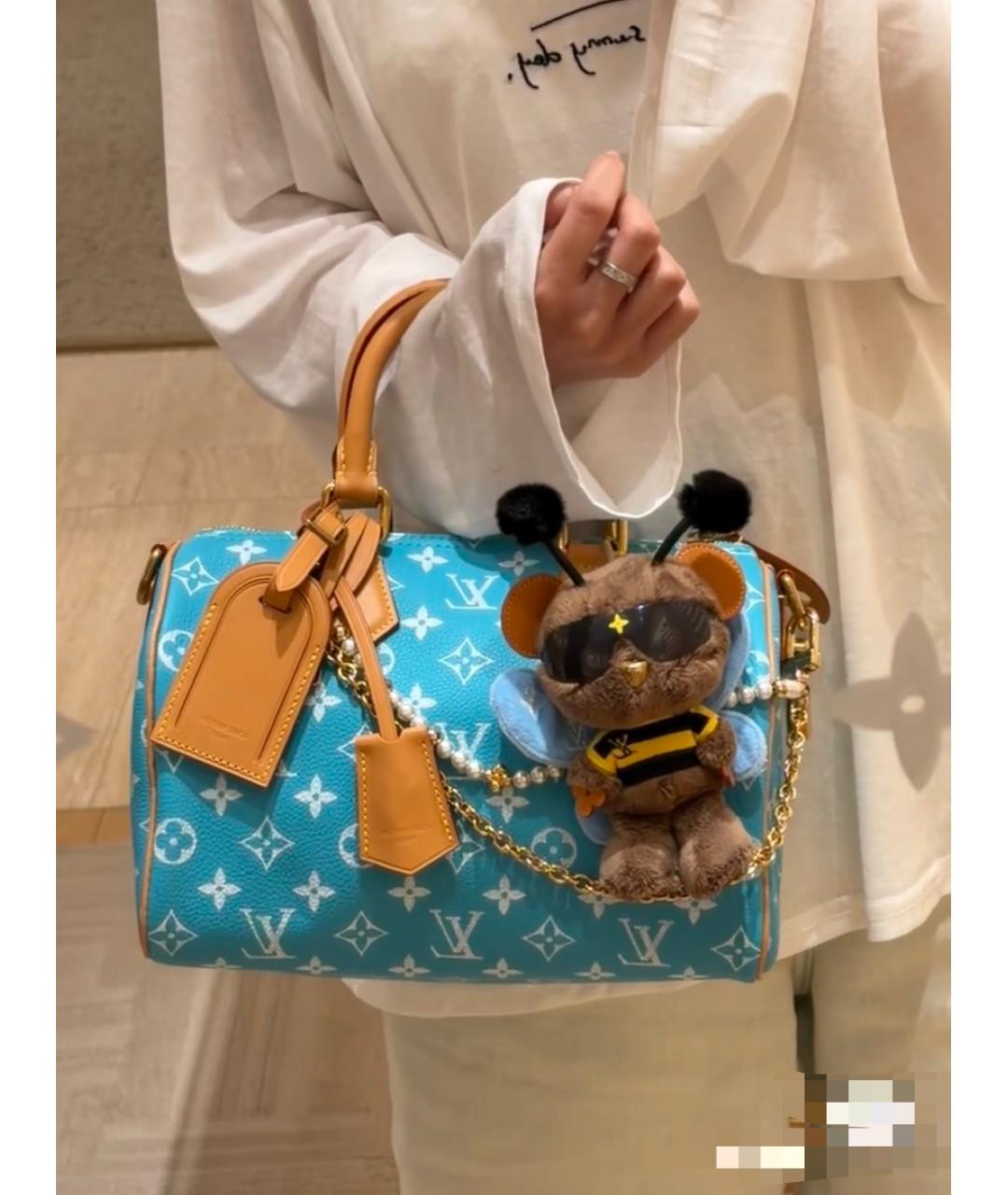 LOUIS VUITTON Бирюзовая сумка с короткими ручками из канвы, фото 7