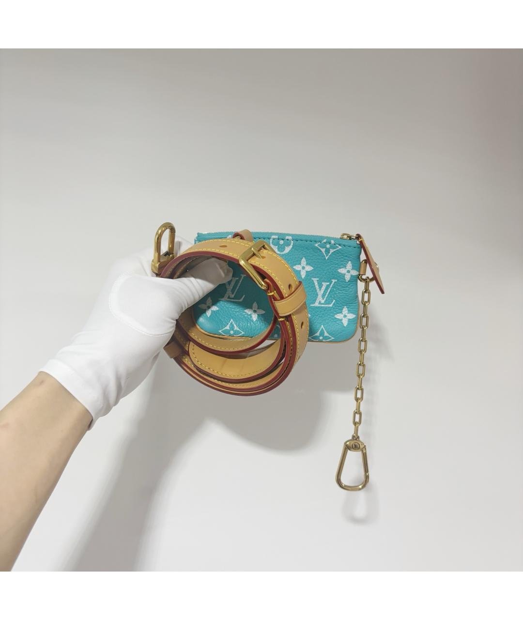 LOUIS VUITTON Бирюзовая сумка с короткими ручками из канвы, фото 6