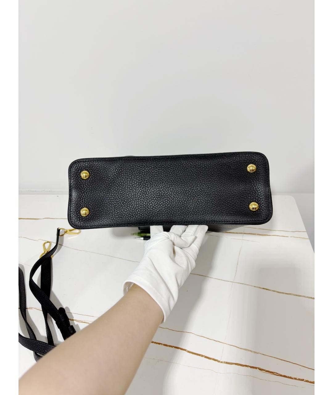 LOUIS VUITTON Черная кожаная сумка с короткими ручками, фото 5