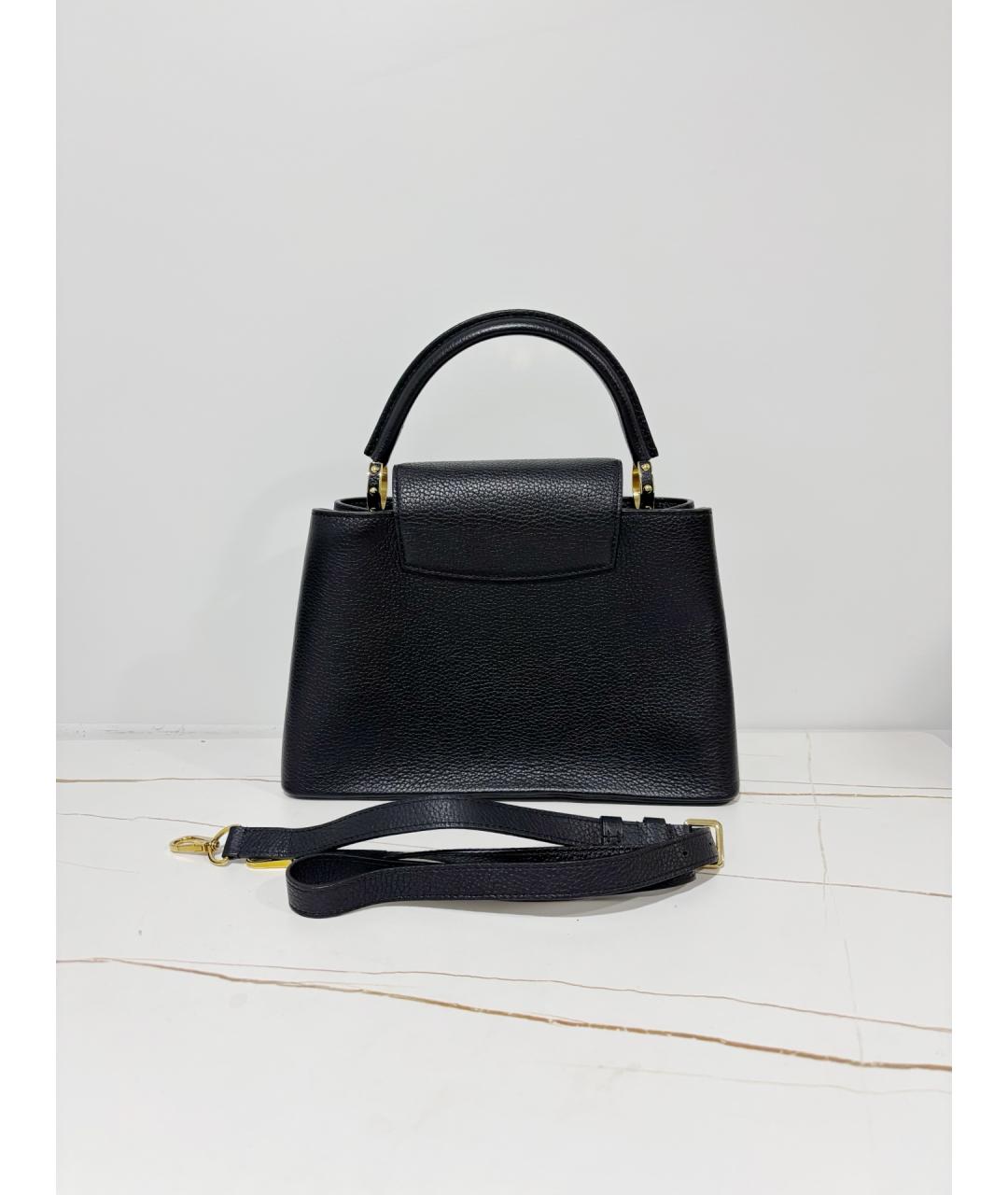 LOUIS VUITTON Черная кожаная сумка с короткими ручками, фото 2