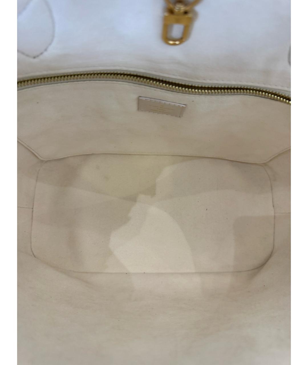 LOUIS VUITTON Белая кожаная сумка тоут, фото 4