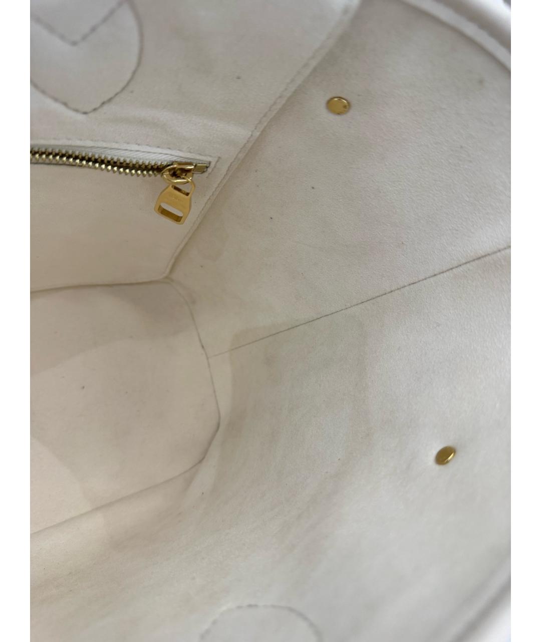 LOUIS VUITTON Белая кожаная сумка тоут, фото 5