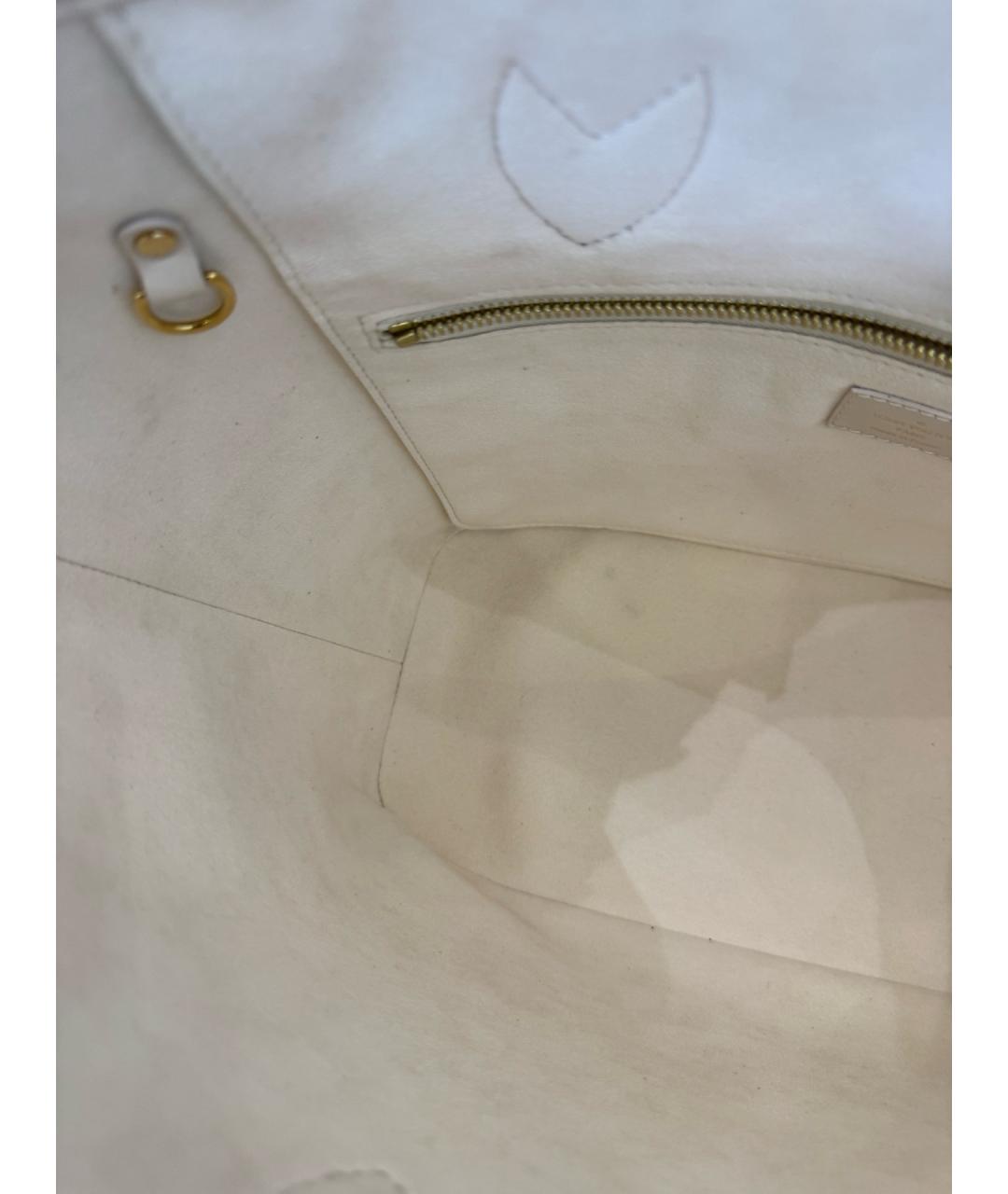 LOUIS VUITTON Белая кожаная сумка тоут, фото 3