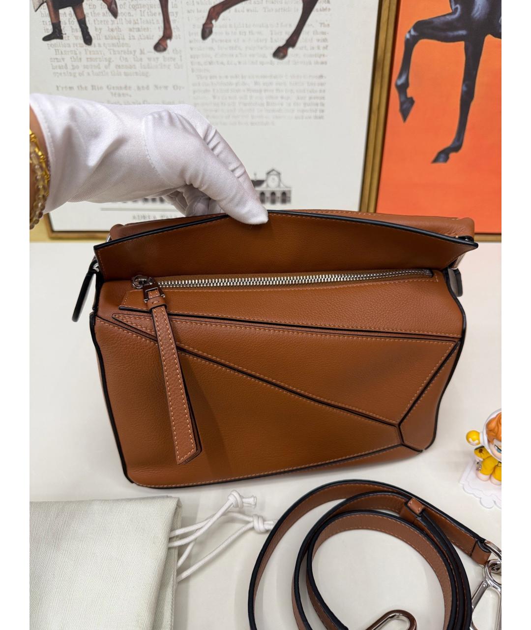 LOEWE Коричневая кожаная сумка с короткими ручками, фото 7